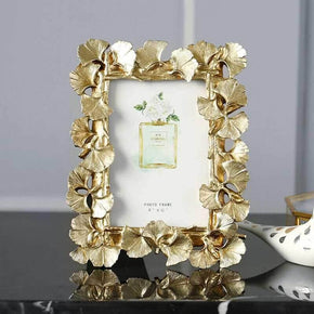 Golden Square Resin Ginkgo Leaf Picture Frame Vintage Home Decor, Birthday Gift for Parents Friends Women Wedding