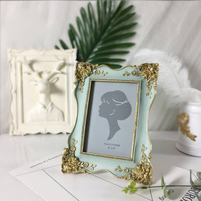 Green Vintage Picture Frame Tabletop Wall Hanging Photo Frame with Glass Front for Home Decor