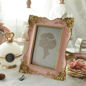 Pink Vintage Picture Frame Tabletop Wall Hanging Photo Frame with Glass Front for Home Decor