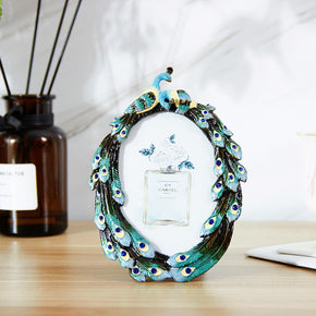 Vintage Style Two Peacock Pattern Metal Photo Frames Friends Gift Picture Frame Table Top Frame
