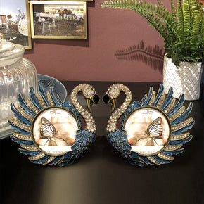 A Pair Blue Swan Picture Frame Home Decor Desktop Photo Frame Desk Ornaments