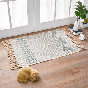Vintage Cotton Area Rug with Tassel Hand Woven Floor Carpet Rug for Living Room Bedroom 60*90cm 01