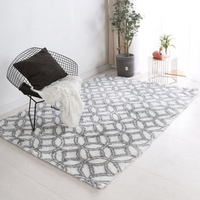 Grey Soft Comfortable Geometric Plush Shaggy Rugs Bedroom Living Room Bedside Rug Floor Mat 03