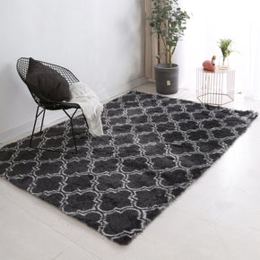 Dark Grey Comfortable Geometric Plush Shaggy Rugs Bedroom Living Room Bedside Rug Floor Mat 12