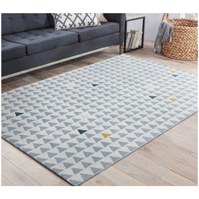 Fashion Simple Modern Geometric BlueTriangle Patterned Rug Bedroom Living Room Sofa Rugs Floor Mat