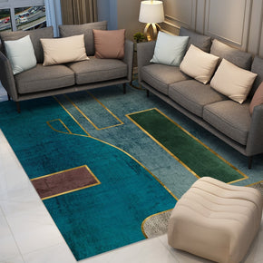 Blue Green Modern Contemporary Simple Geometric Rugs for Living Room Dining Room Bedroom