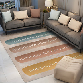 Colourful Modern Contemporary Striped Rugs for Living Room Dining Room Bedroom Kids Room