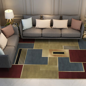 Red Golden Modern Contemporary Geometric Rugs for Living Room Dining Room Bedroom Hall