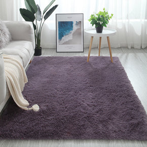 Greyish-Purple Colour Modern Plain Carpet Bedroom Living Room Sofa Rugs Soft Plush Shaggy Rugs