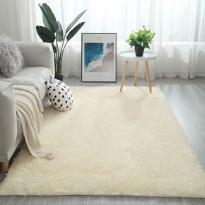 Beige-Yellow Colour Modern Plain Carpet Bedroom Living Room Sofa Rugs Soft Plush Shaggy Rugs